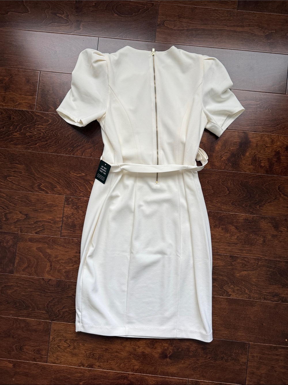 Express Cream Short-Sleeve Belted Mini Dress - Picture 2 of 2